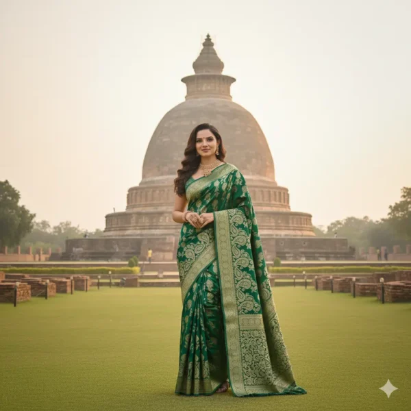 d Pure Cotton Tanchoi Silk Saree – A Blend of Comfort, Art & Royal Elegance